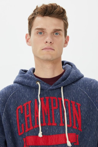 Sweat à capuche - Bleu foncé chiné - Bleu
