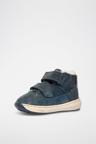 Baskets montantes en cuir Baby Float - Bleu marine et gris