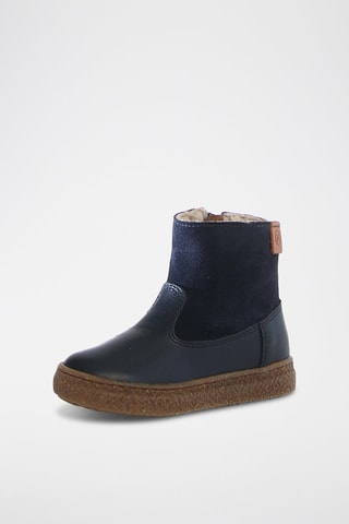 Bottines fourrées en cuir nappa Alpina - Naturino - Bleu et marron