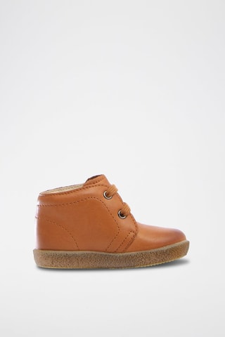 Boots en cuir nappa, laine et lin Conte - Beige et marron