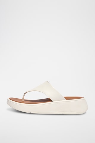 Tongs compensées en cuir F-Mode - Beige