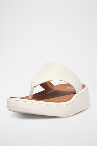 Tongs compensées en cuir F-Mode - Beige
