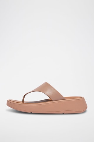 Tongs compensées en cuir F-Mode - Beige