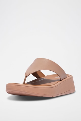 Tongs compensées en cuir F-Mode - Beige