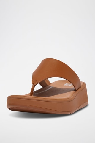 Tongs compensées en cuir F-Mode - Marron