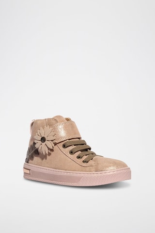 Baskets montantes en cuir Stylish - Marron et rose