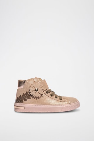 Baskets montantes en cuir Stylish - Marron et rose