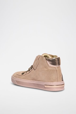 Baskets montantes en cuir Stylish - Marron et rose