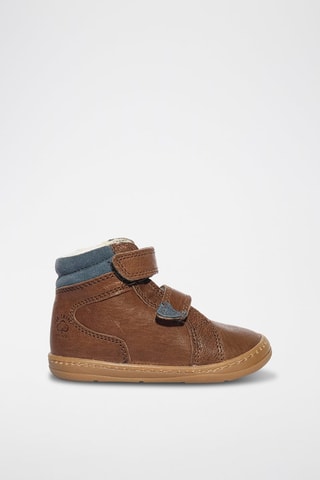 Bottines fourrées en cuir Footprint Change - Primigi - Bleu et marron