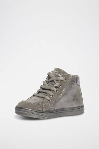 Baskets montantes en cuir Baby Glitter - Taupe