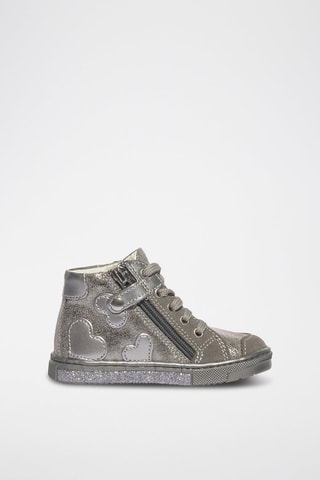 Baskets montantes en cuir Baby Glitter - Taupe