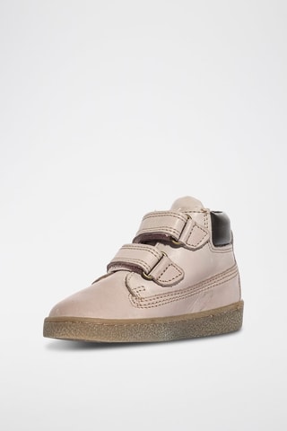 Bottines en cuir Baby Glitter - Marron et rose