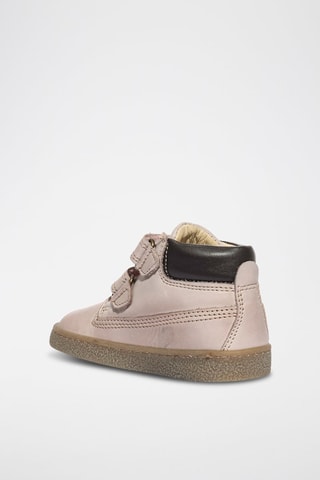 Bottines en cuir Baby Glitter - Marron et rose