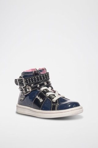 Baskets montantes vernies Baby Stars - Bleu marine
