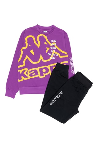 Sweat et pantalon - Kappa - Blanc, noir, jaune et violet
