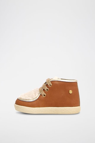 Bottines en cuir nappa - Camel et beige