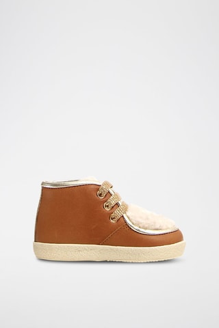 Bottines en cuir nappa - Camel et beige