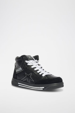 Baskets montantes en cuir B&G Infinity Lights - Noir et blanc
