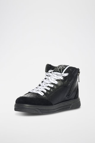 Baskets montantes en cuir B&G Infinity Lights - Noir et blanc