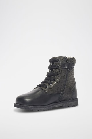 Bottines en cuir Happy bloom - Blanc et noir