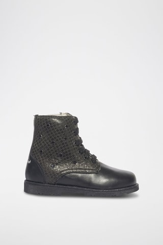 Bottines en cuir Happy bloom - Blanc et noir