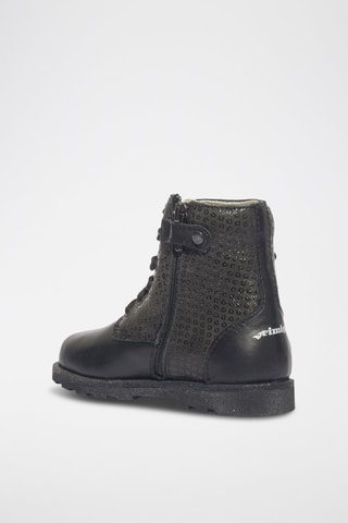 Bottines en cuir Happy bloom - Blanc et noir