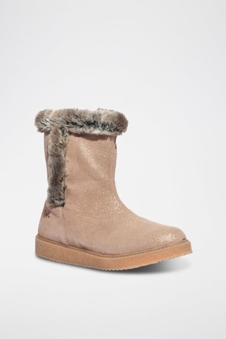 Bottines fourrées en cuir Juggler - Beige, rose et argenté