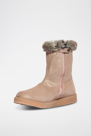 Bottines fourrées en cuir Juggler - Beige, rose et argenté