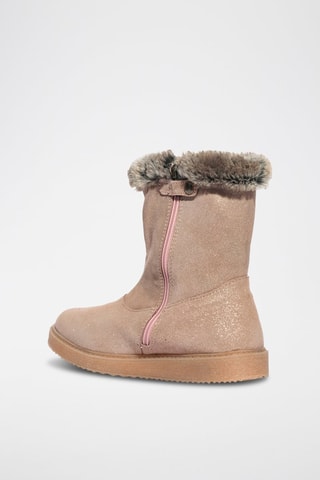Bottines fourrées en cuir Juggler - Beige, rose et argenté