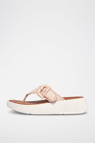 Tongs compensées en cuir F-Mode - Rose