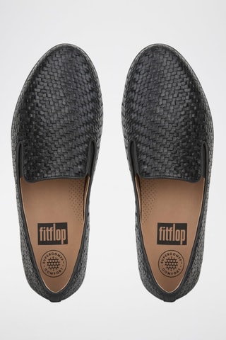 Slippers compensés en cuir - Noir