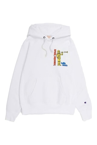 Sweat à capuche - Blanc - Blanc et jaune