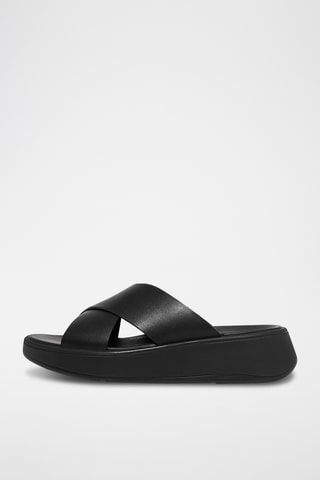 Mules compensées en cuir F-Mode - Noir