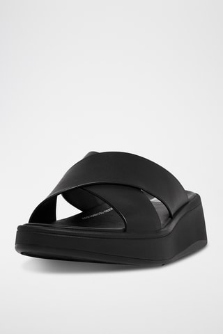 Mules compensées en cuir F-Mode - Noir