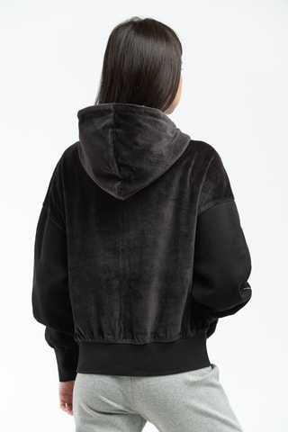 Sweat à capuche bi-matière - Noir - Noir