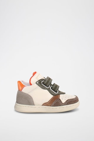 Baskets en cuir Klip - Blanc, vert et orange