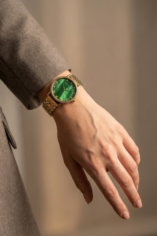 Reloj de cuarzo de acero - Dorado y verde