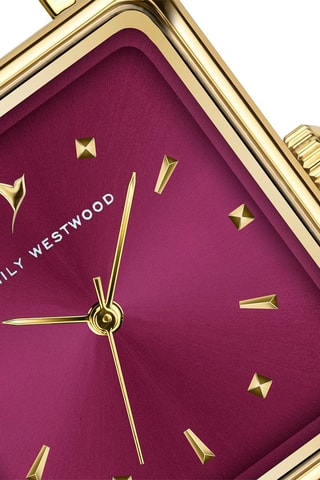 Reloj de cuarzo de acero - Dorado y burdeos - Emily Westwood