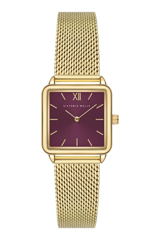 Reloj de cuarzo de acero - Dorado y burdeos