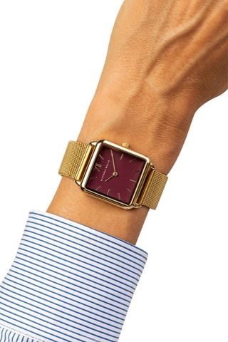 Reloj de cuarzo de acero - Dorado y burdeos