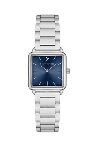 Reloj de cuarzo de acero - Plateado y azul - Emily Westwood