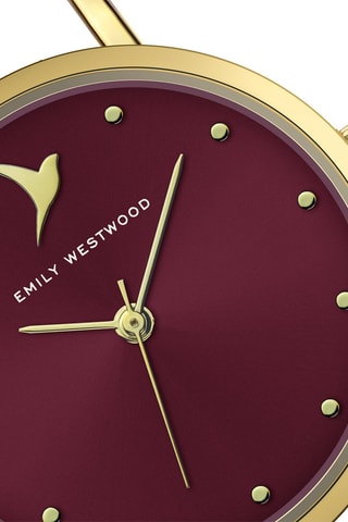 Reloj de cuarzo de acero - Dorado y burdeos - Emily Westwood
