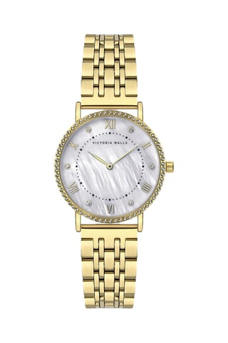 Reloj de cuarzo de acero chapado en ion de oro amarillo