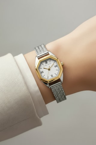 Reloj de cuarzo de acero - Plateado y dorado