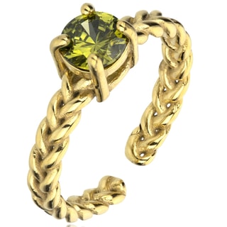 Anillo Aspen - Acero inoxidable y circón verde