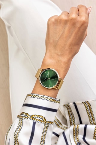 Reloj de cuarzo de acero - Dorado y verde - Emily Westwood