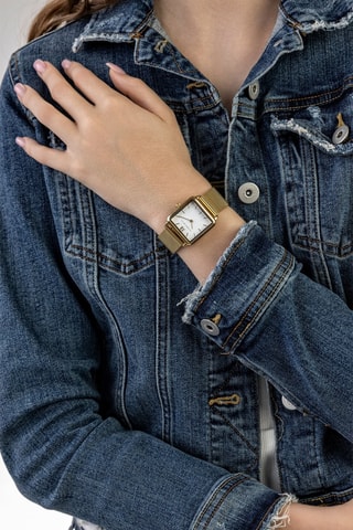Reloj de cuarzo de acero - Dorado y blanco - Victoria Walls