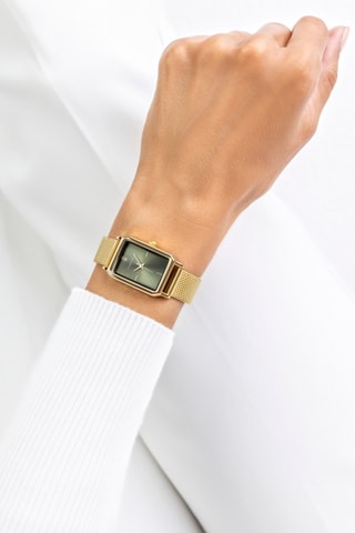 Reloj de cuarzo japonés de acero - Dorado y verde - Victoria Walls