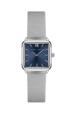 Reloj de cuarzo de acero - Plateado y azul marino - Victoria Walls