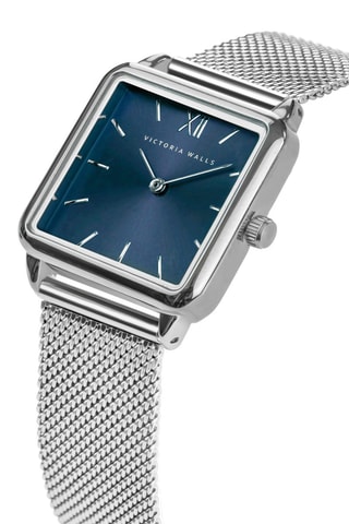 Reloj de cuarzo de acero - Plateado y azul marino - Victoria Walls